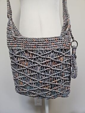 The Sak Gaia Crochet Crossbody Bag – Blue/Grey Boho Eco-Friendly Style